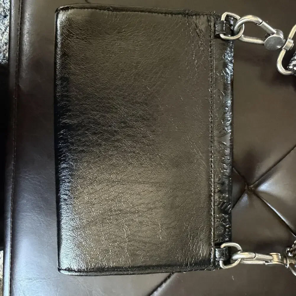 The Sak Crossbody Bag Womens Small Black Leather Embossed Floral Magnetic Snap
